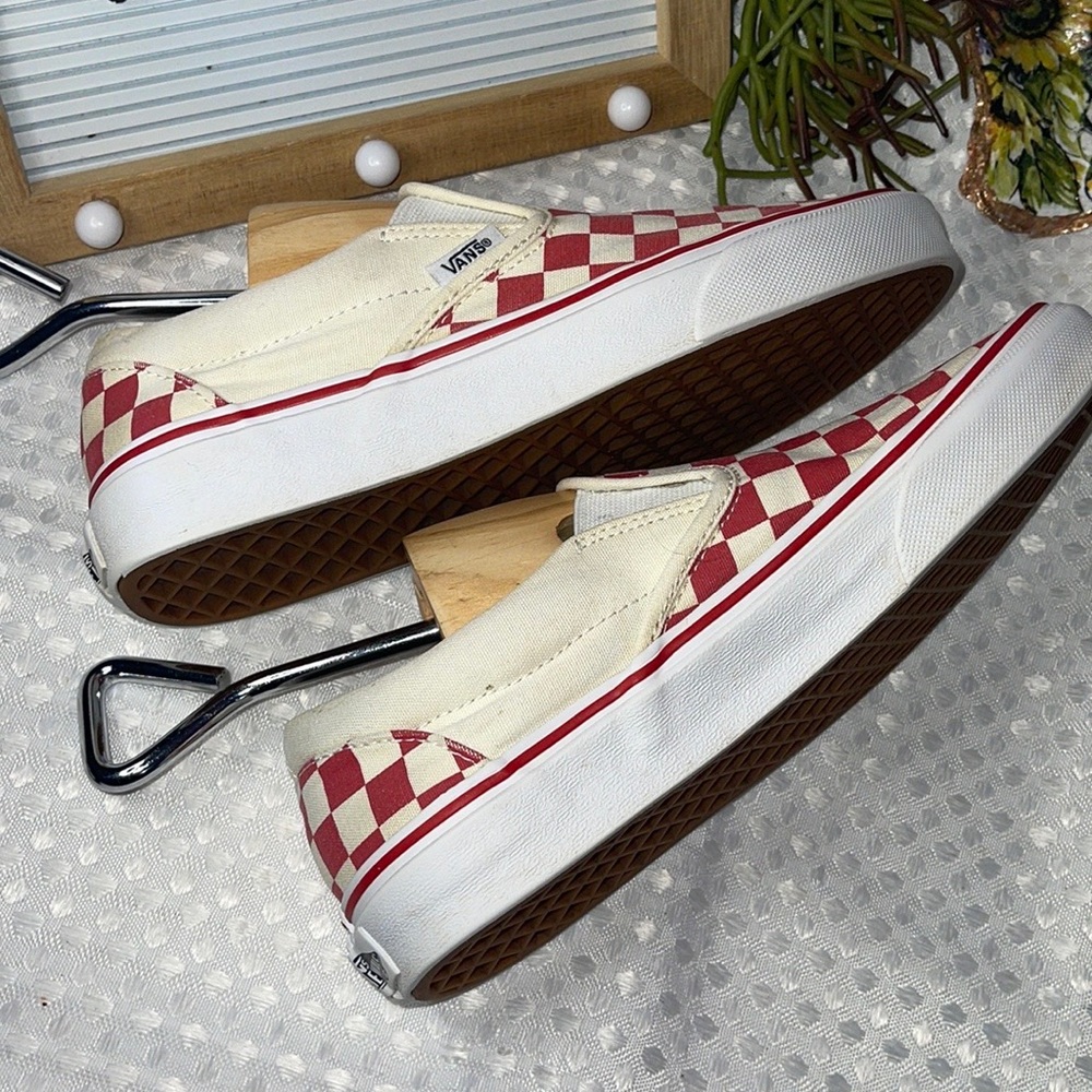Vans Unisex Classic 721278 Red White Checkered Shoes Sneakers Size M 5.5 W 7. - Picture 3 of 6